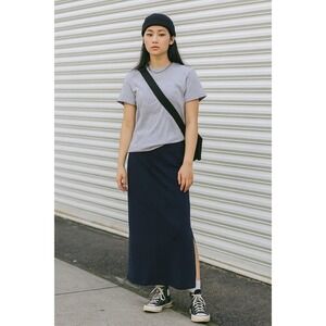 GAP Slit Maxi Skirt Size Large Dark Navy Pull On Comfort Wardrobe Basic Casual